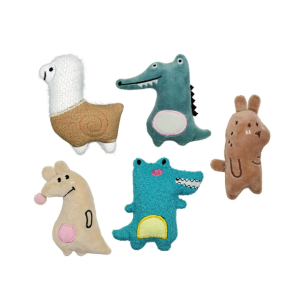 Andiker Cozy Catnip Plushies - 5 Pack Fun & Soft Cat Chew Toys
